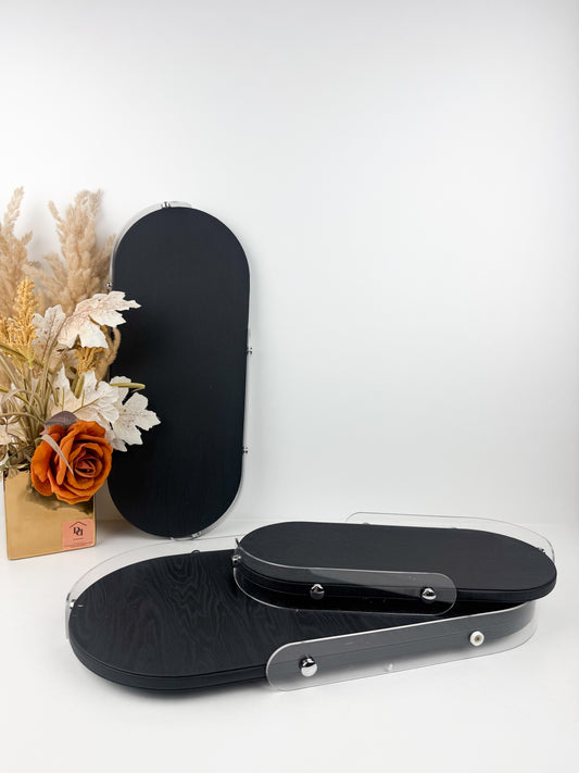 Ensemble des plateaux de présentation ovale élégant noir