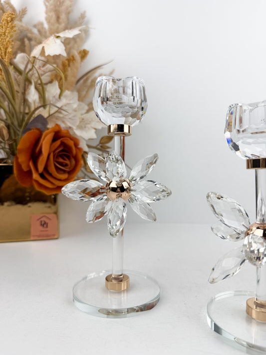 Ensemble de trois bougeoirs en cristal élégants florales