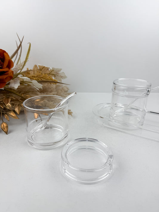 Ensemble de boîtes de confiture transparentes rondes en acrylique