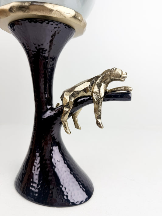 Bougeoir tigre doré en cuivre