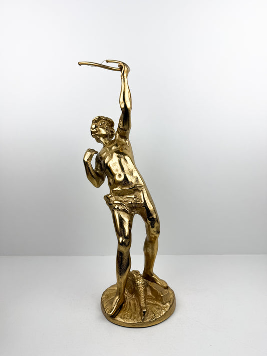 Grande figure sculpture en bronze doré patiné