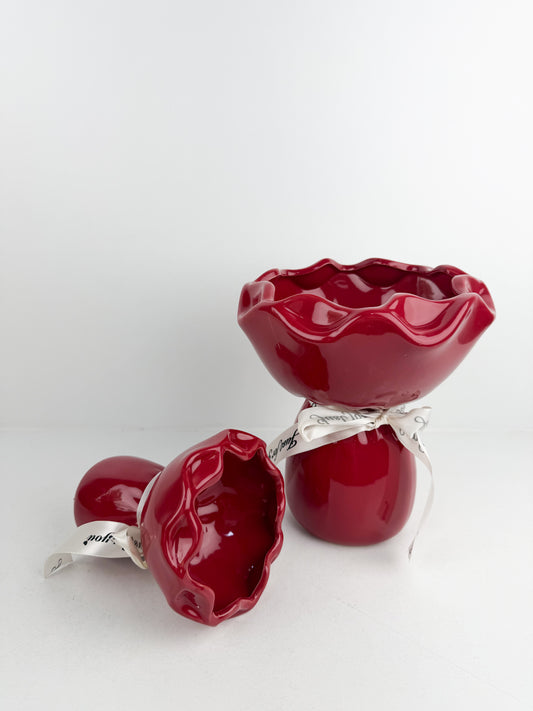 Duo Vases de table de style moderne et luxueux en forme de bouquet de roses lié par un ruban