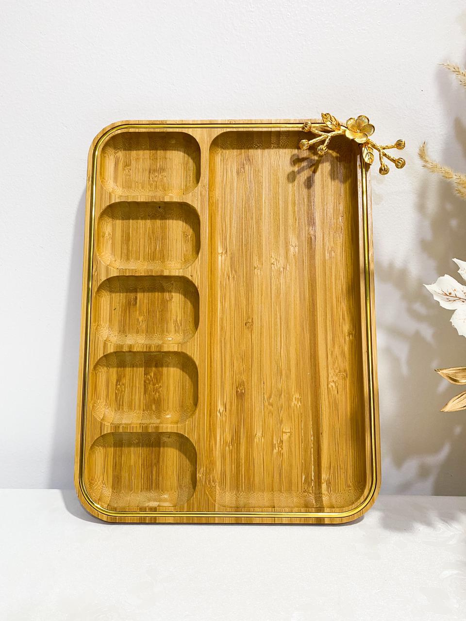 Plateaux-Plateau en bois multi-compartiment