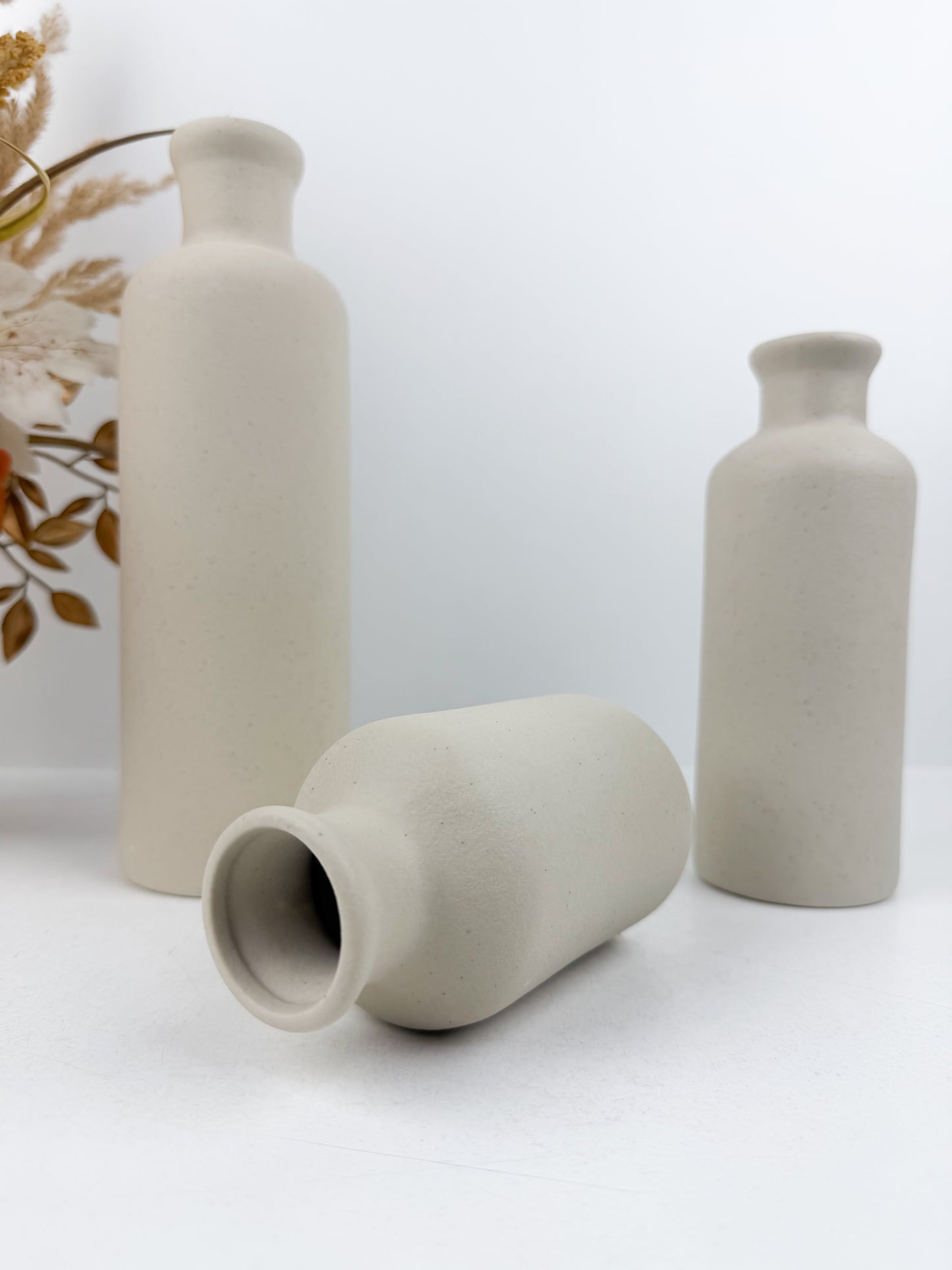 Trio de vases en céramique blanc minimaliste