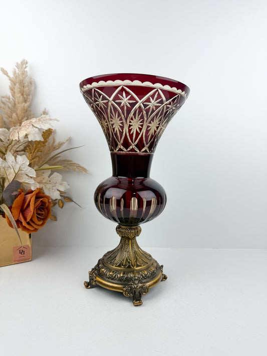 Présentoir royal de haute qualité orné de cristal sophistiqué rouge