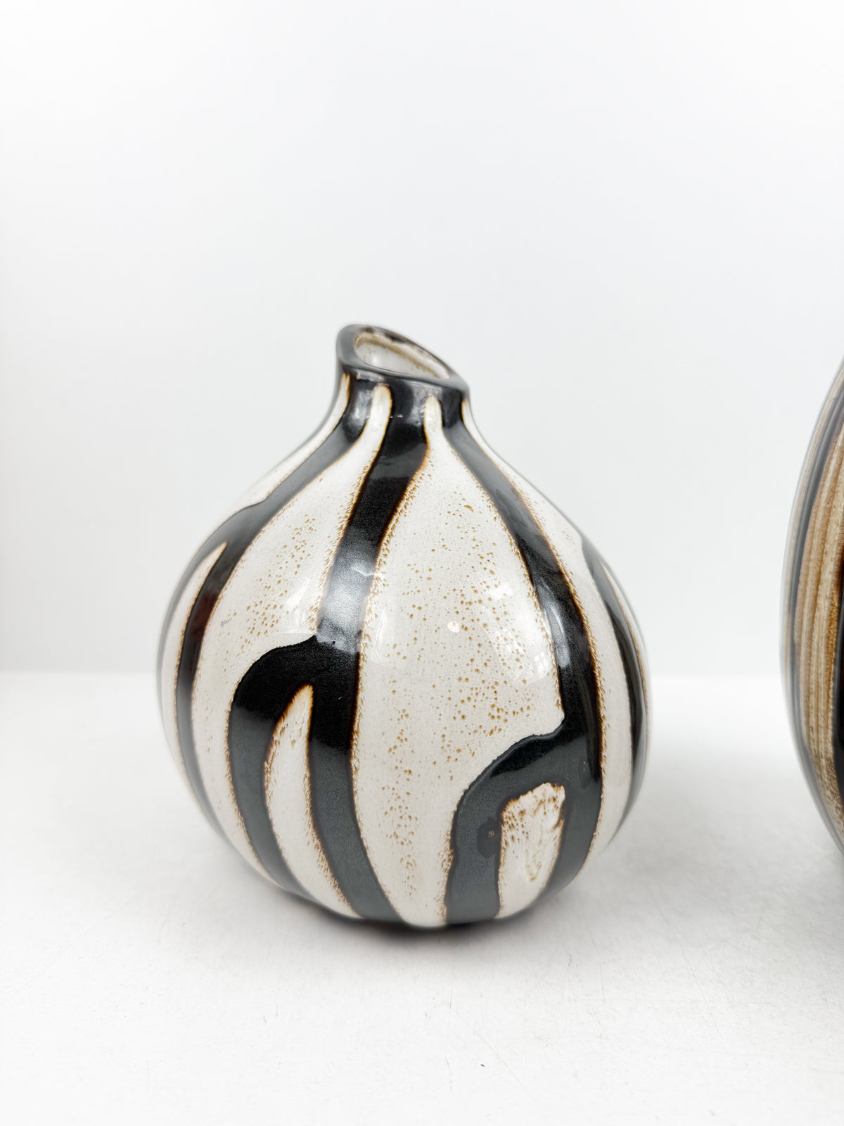 Duo de Vases en Céramique à Rayures zèbre chic.