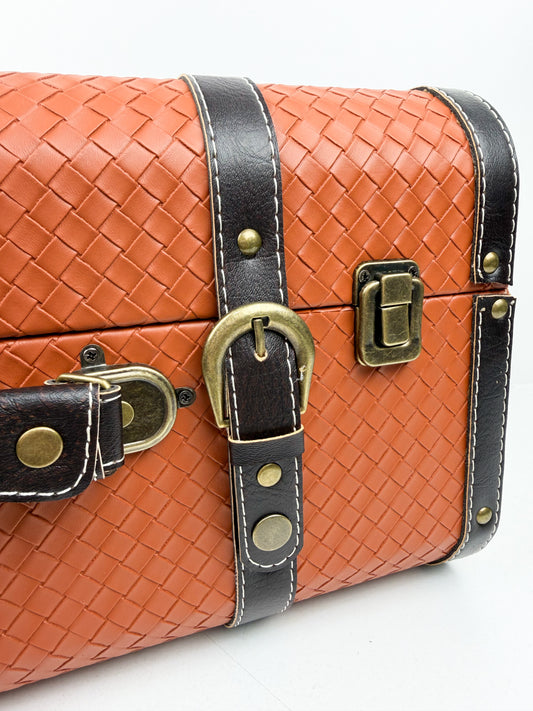 Valise en cuir véritable de haute qualité teinte orange