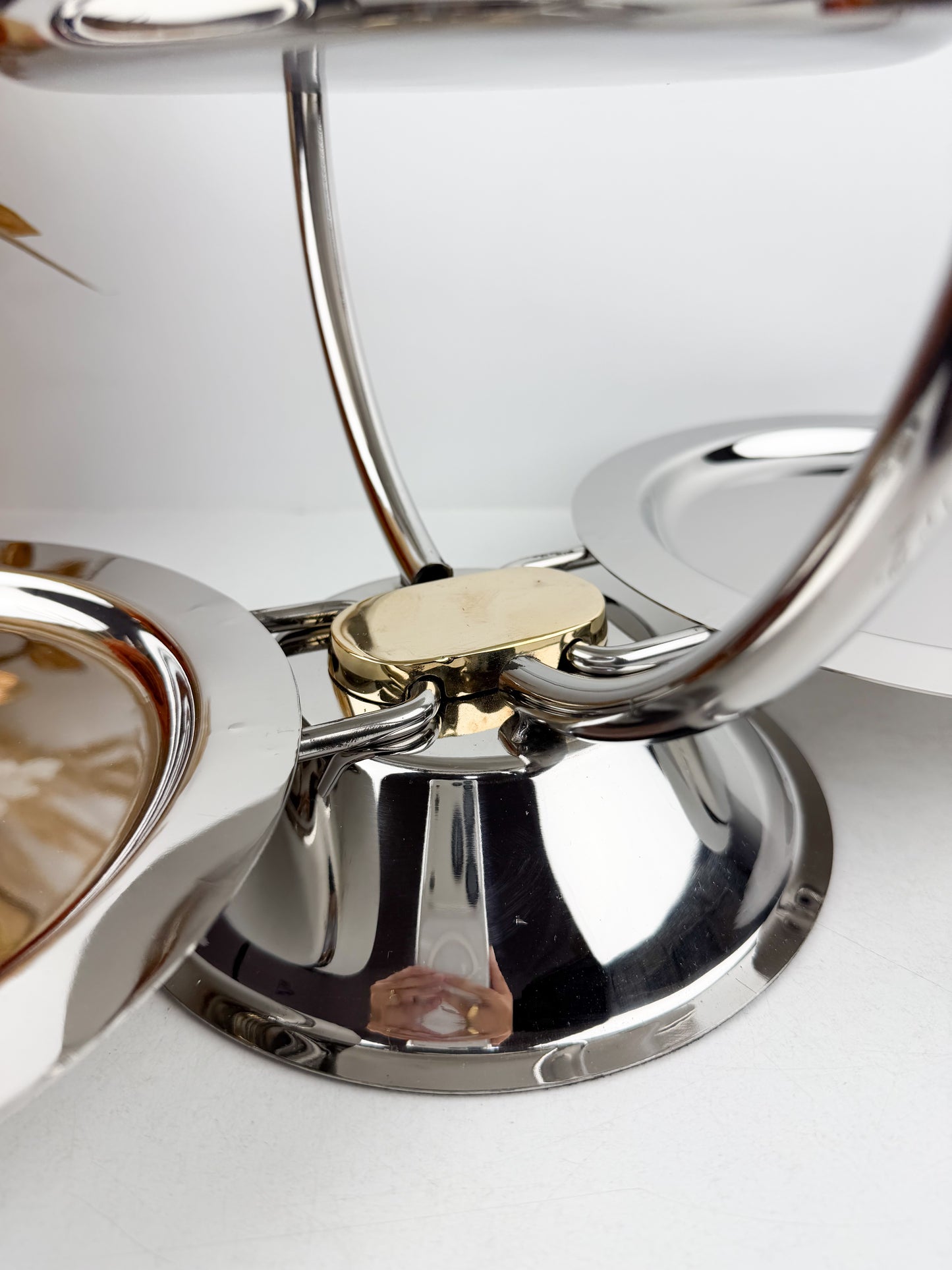Présentoir à gâteaux pliable à trois étages , acier inoxydable poli miroir