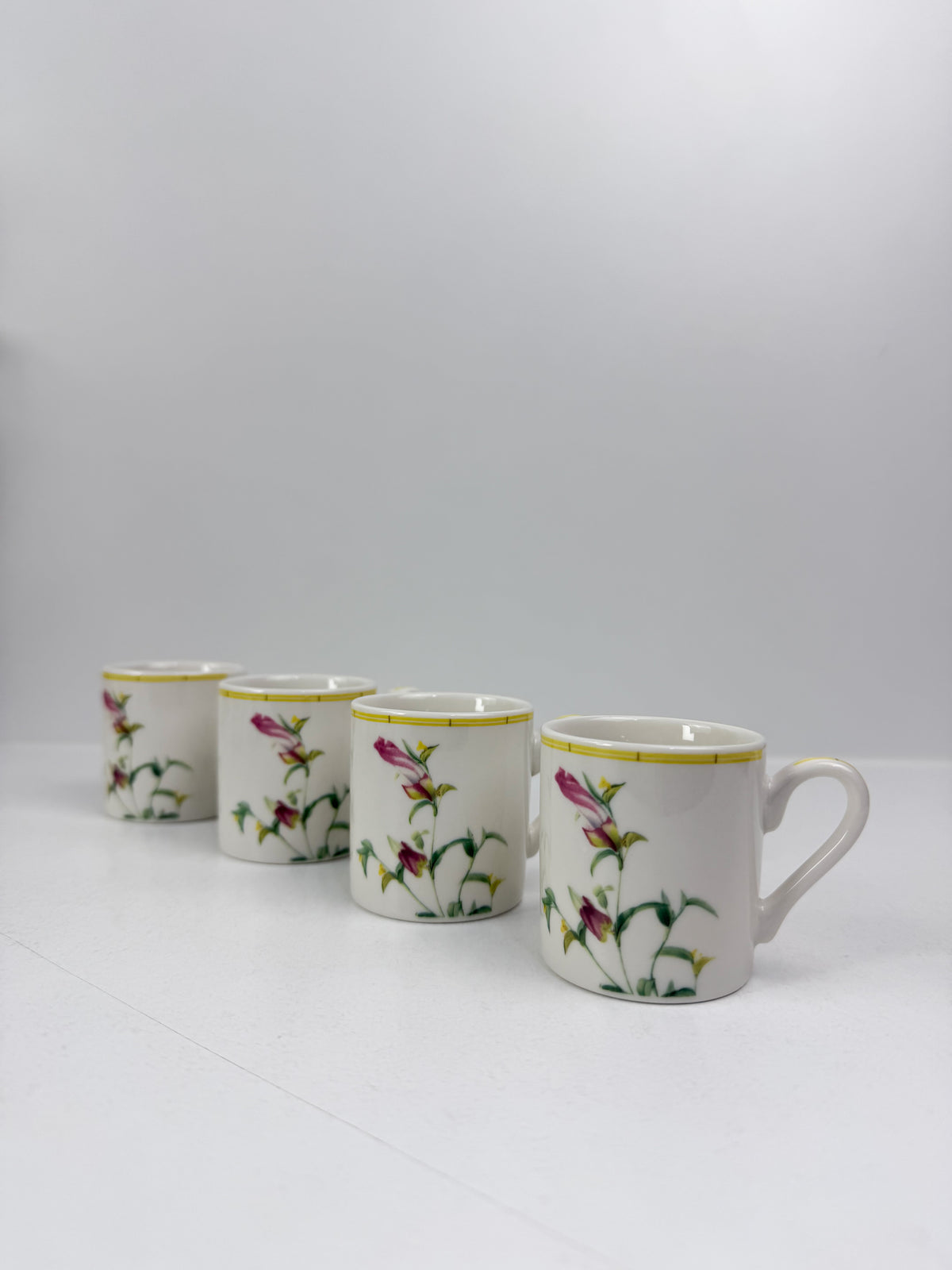 Ensemble de six tasses à espresso avec sous-tasses aux motifs florales