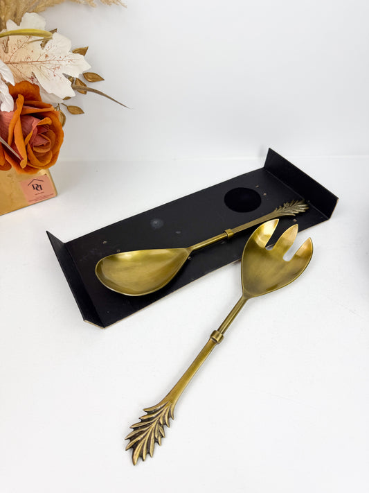 Ensemble de couverts à salade en laiton massif