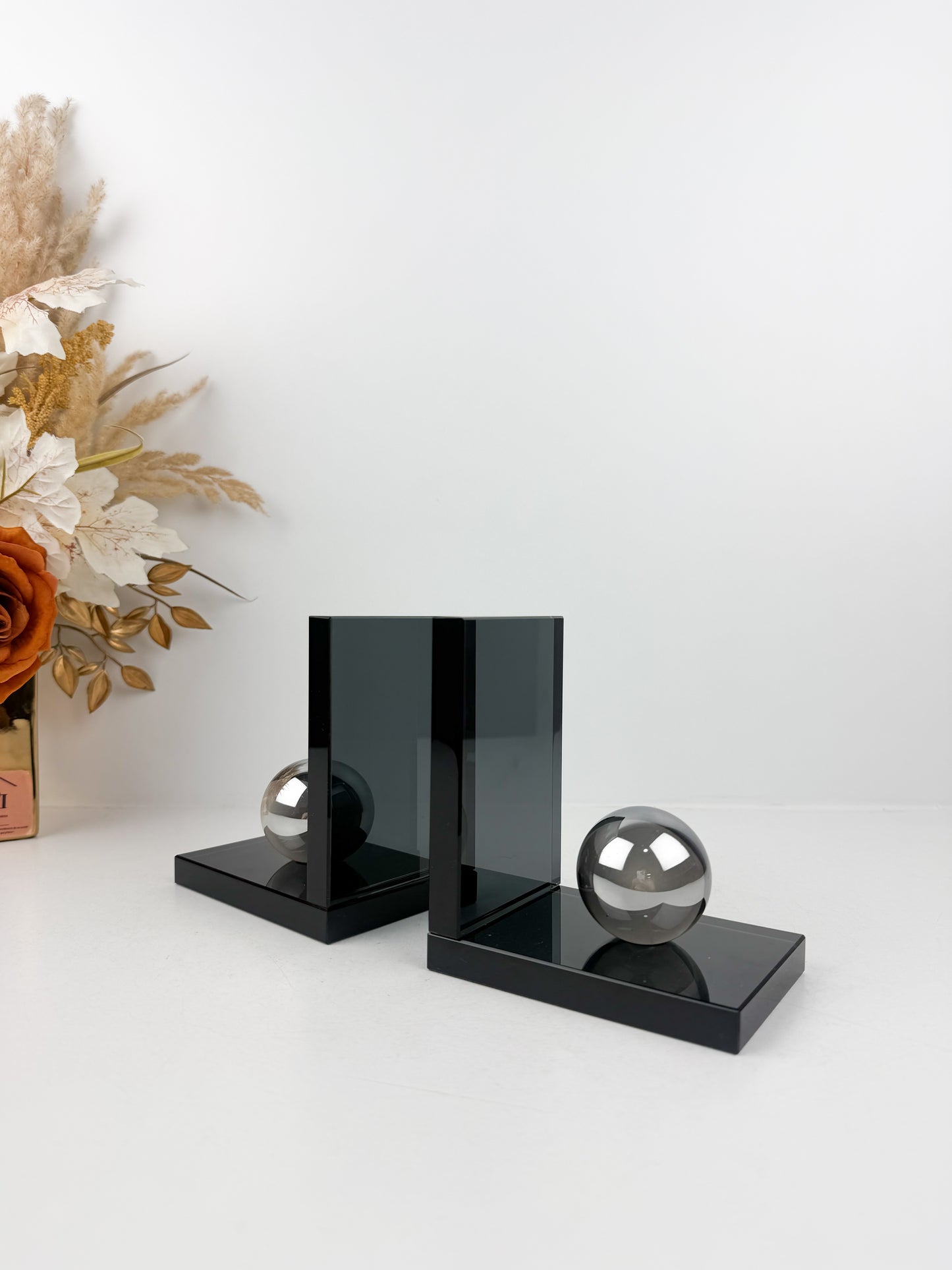 Serre-livres décoratif en cristal gris