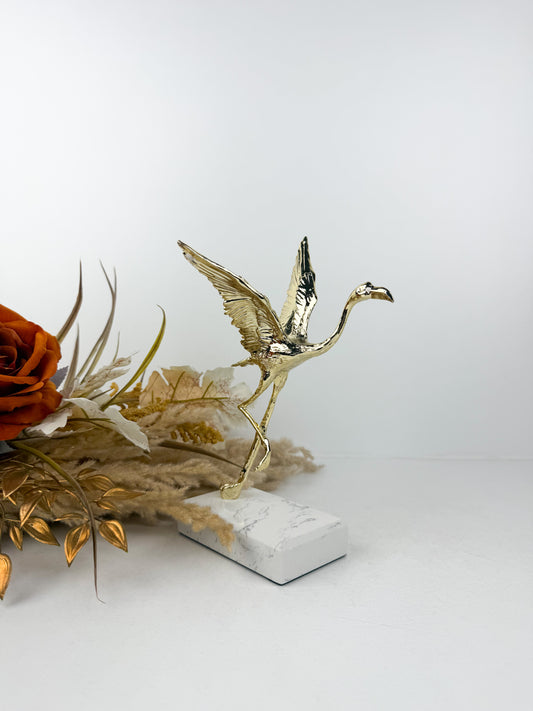 Statue d'Oiseau de Grue Dorée de Luxe