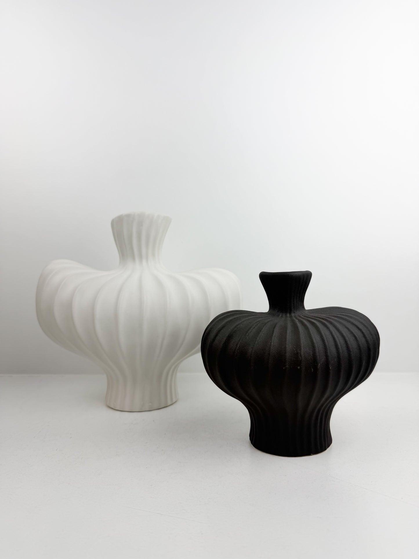 Duo vases décoratifs en céramiques de haute qualité Noir/Blanc