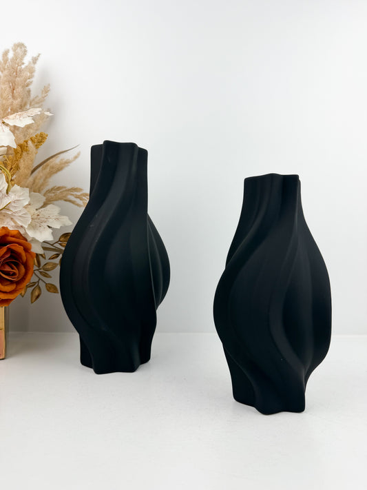 Duo Vase en céramique noir au design luxe et chic