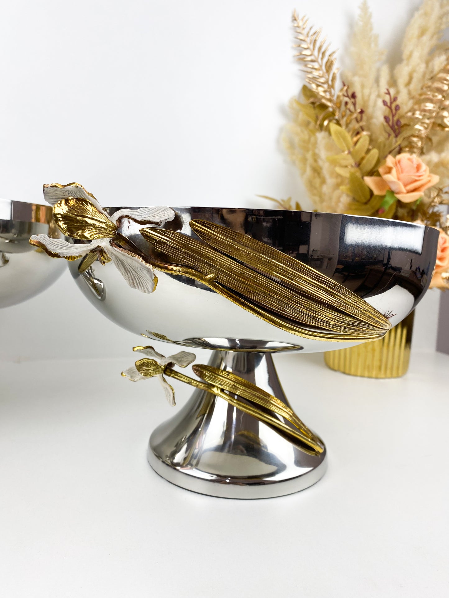 Présentoirs-Bol de service inoxydable avec base ,fleur de lotus