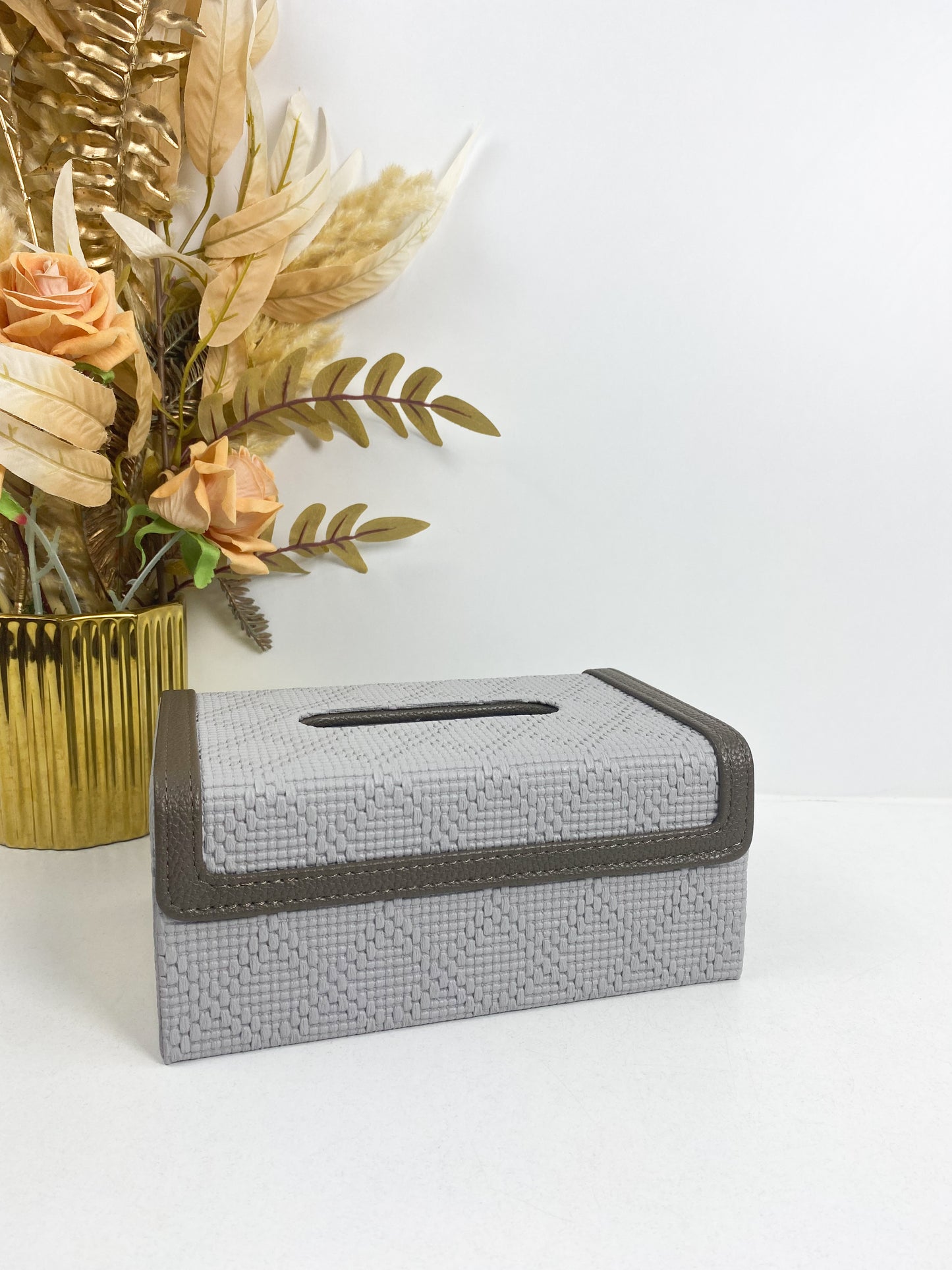Boîte à mouchoirs avec Couvercle en Cuir rectangulaire , porte-serviettes, bord noir