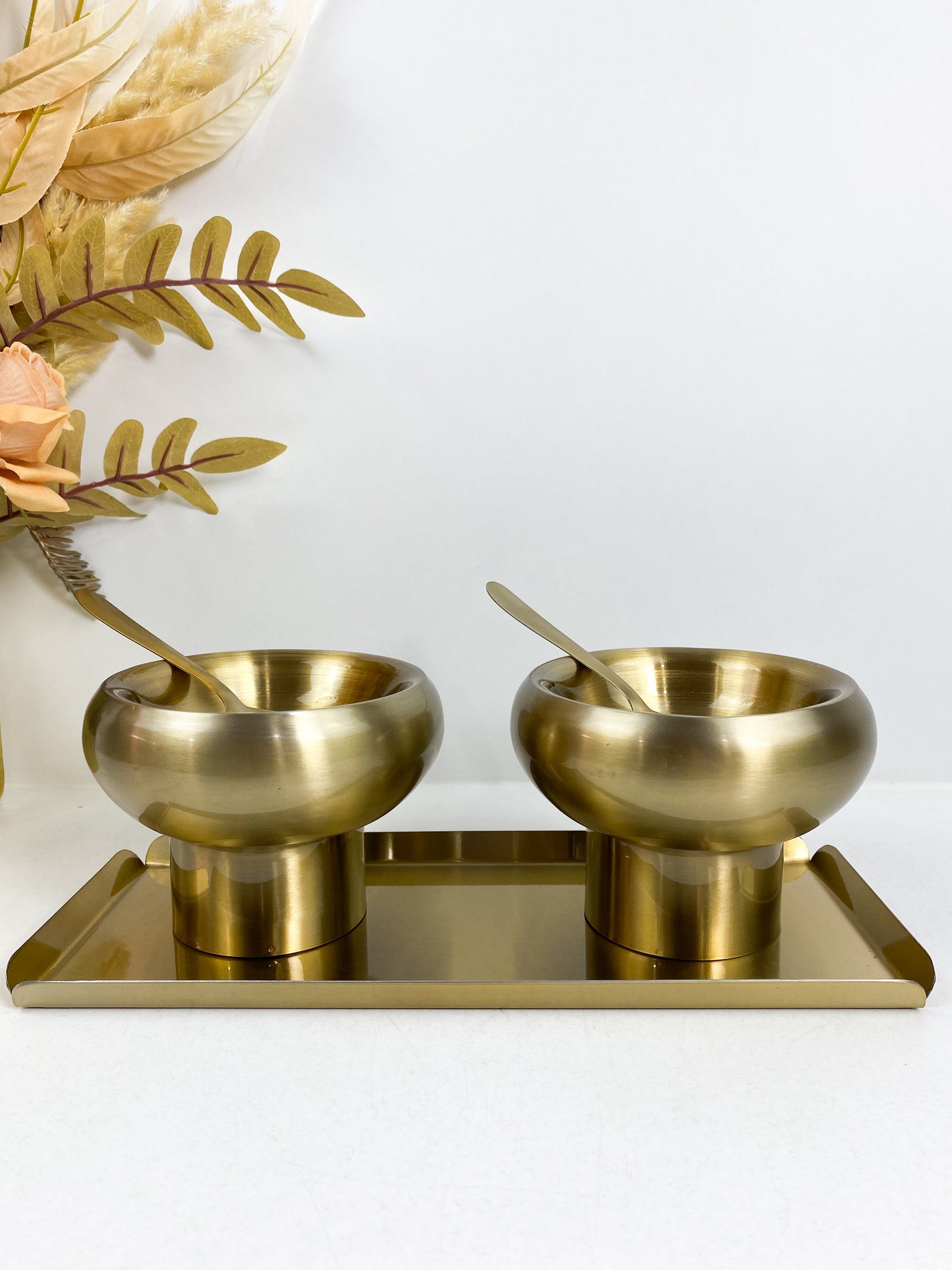Set de plateaux et bol à fruit sec - Or Brossé - 5 pièces