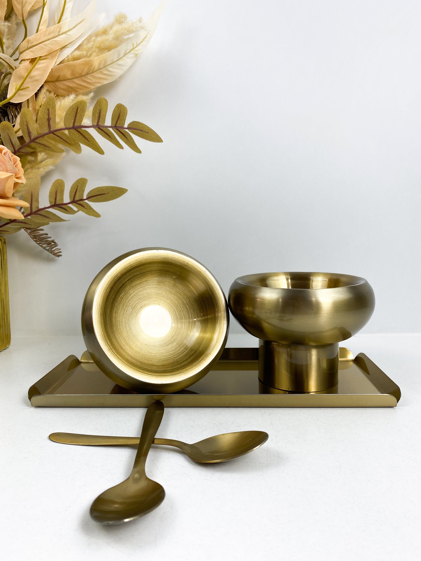 Set de plateaux et bol à fruit sec - Or Brossé - 5 pièces