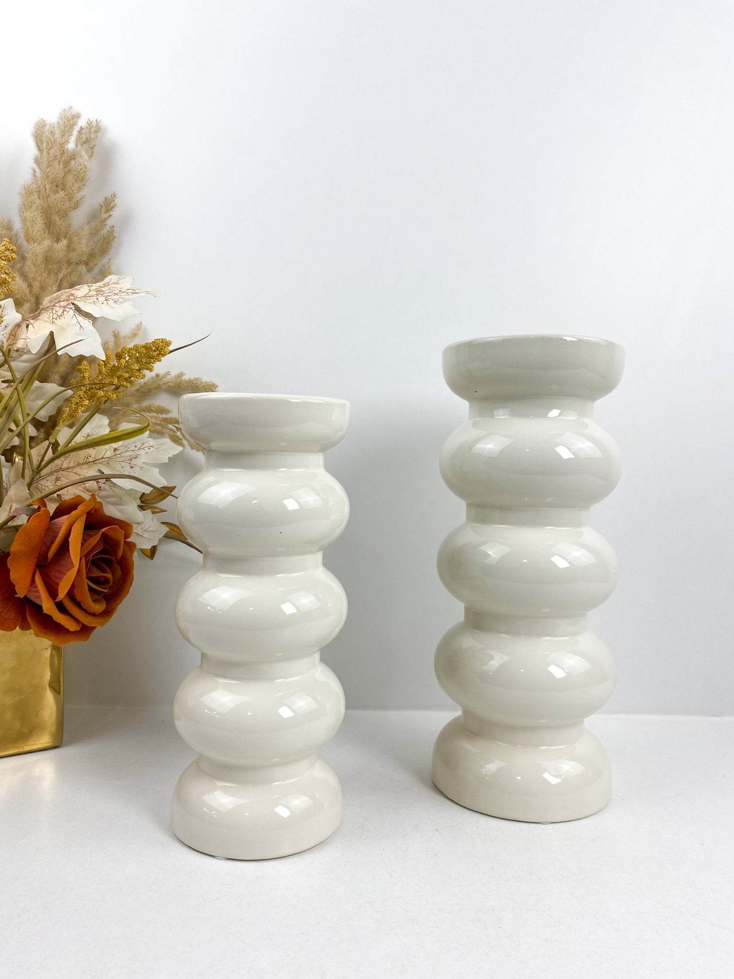 Duo vase émaillée blanc en céramique