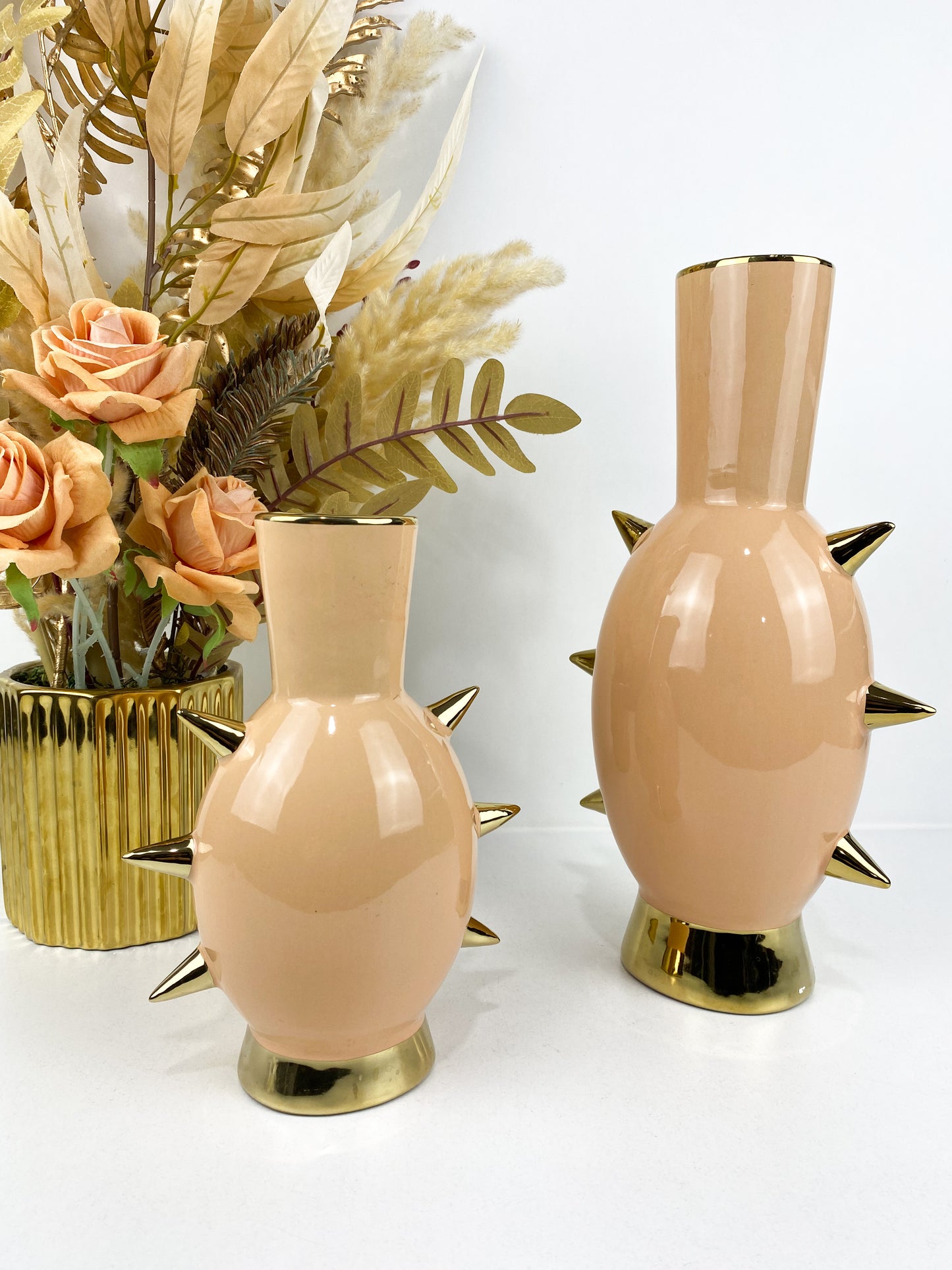 vase céramique rose beige, vase traditionnel, vase à fleur design unique