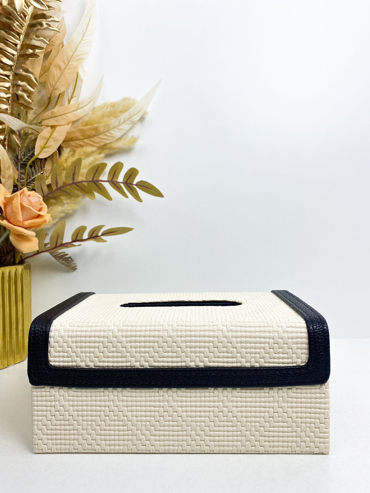 Boîte à mouchoirs en cuir -Beige