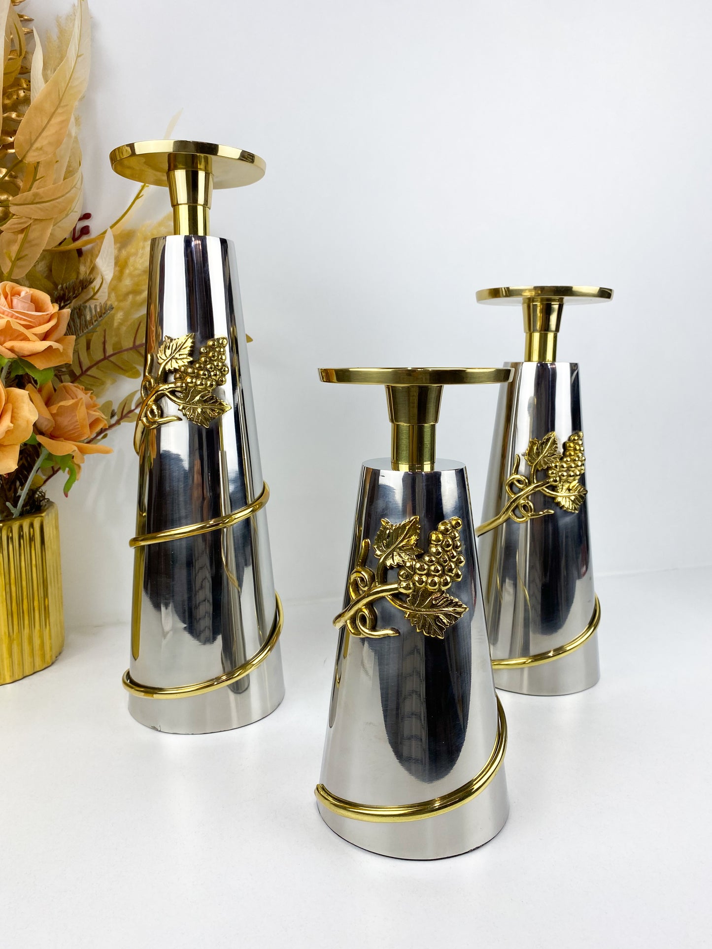 Ensemble de 3 bougeoirs cartier