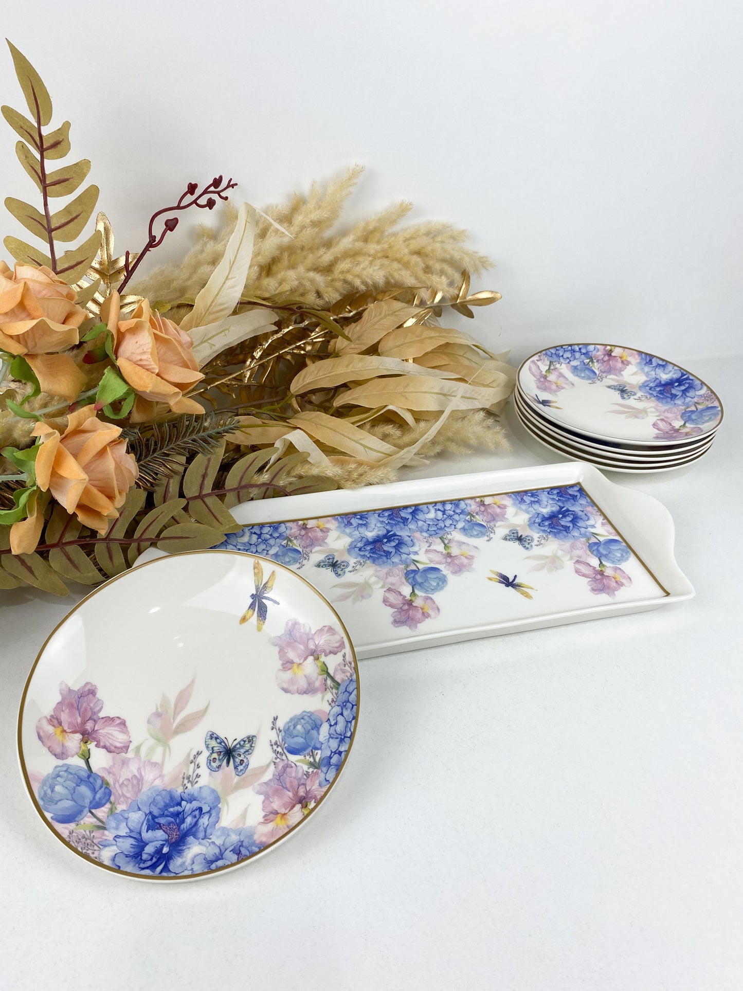 Présentoirs –set à gâteau 7 pièces-Motifs floraux et papillons élégants