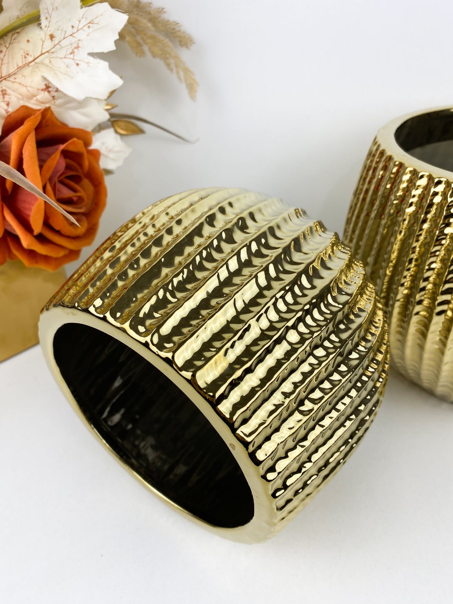 Déco –Pot et vase en céramique dorée de haute qualité