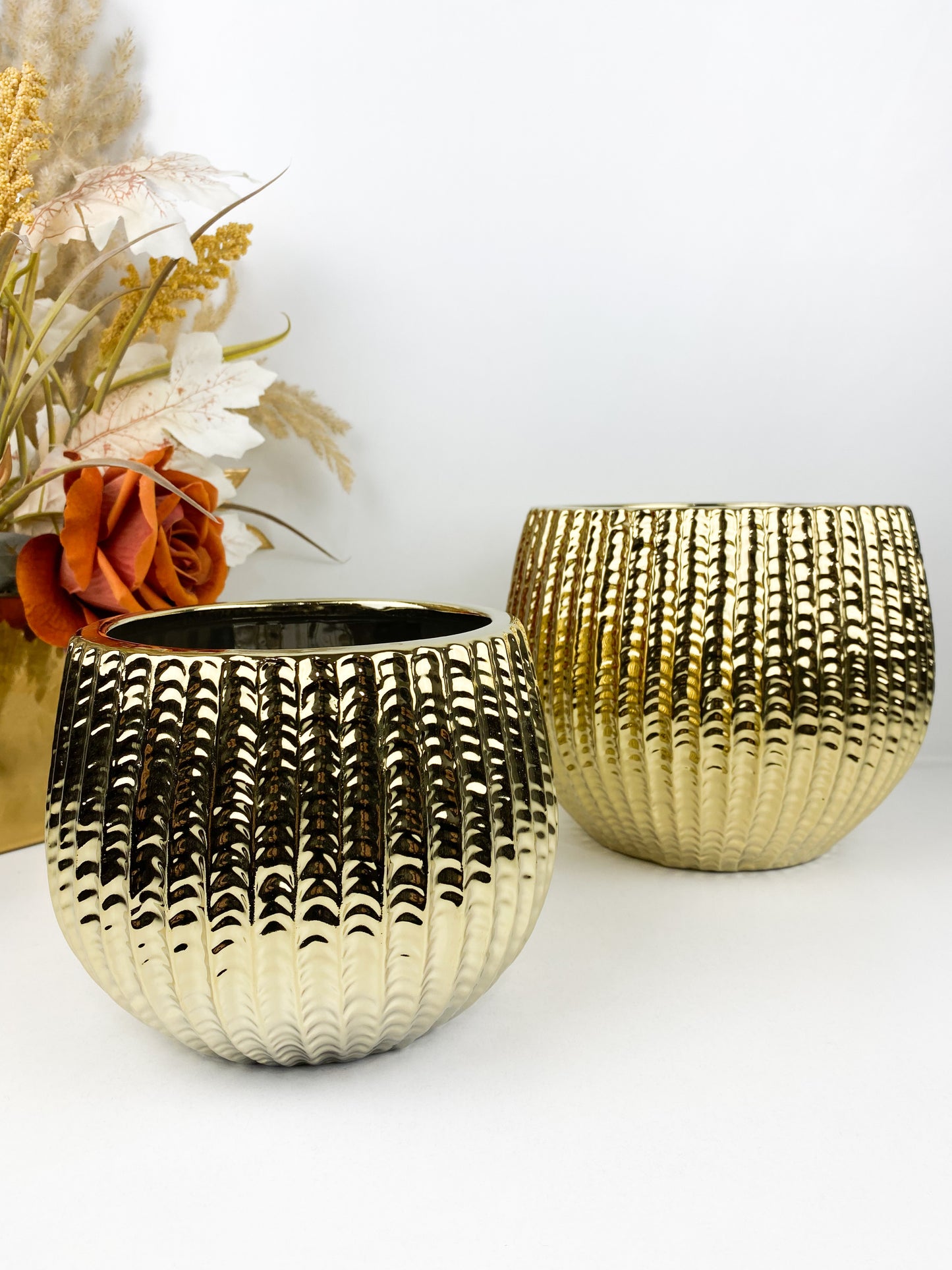 Déco –Pot et vase en céramique dorée de haute qualité