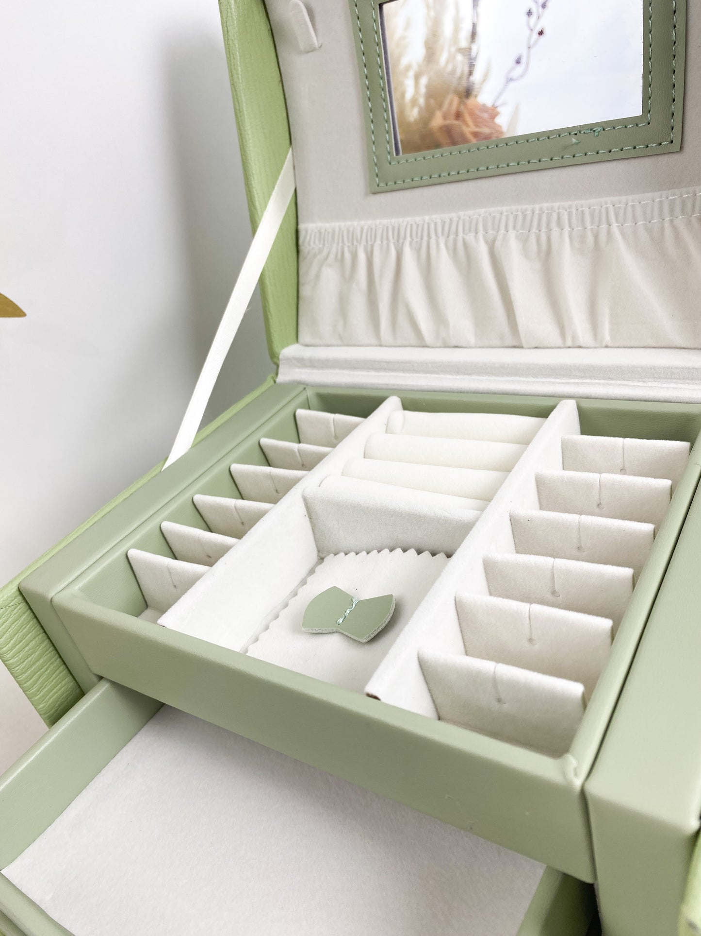 Coffret à bijoux en cuir -citron vert
