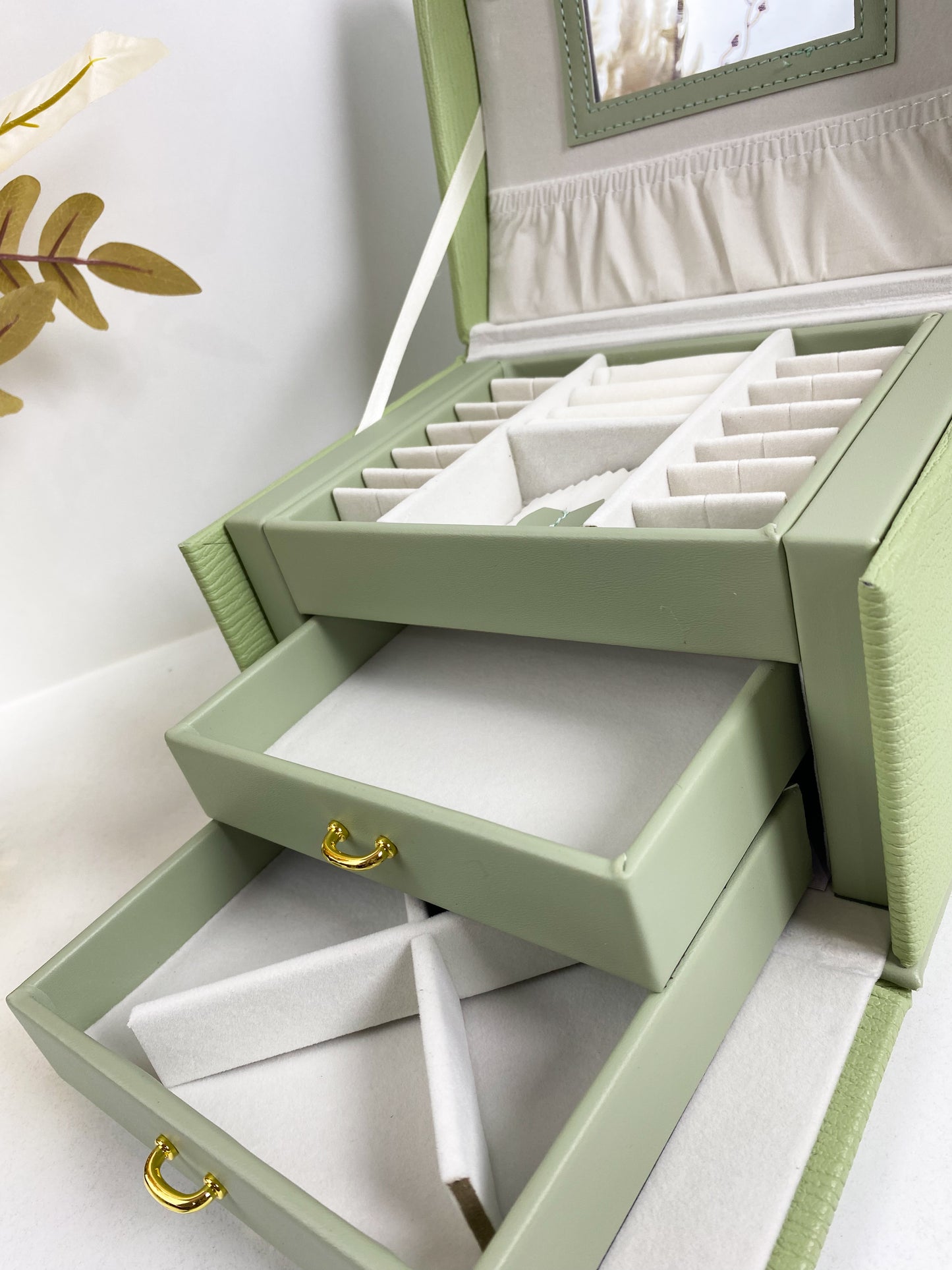 Coffret à bijoux en cuir -citron vert