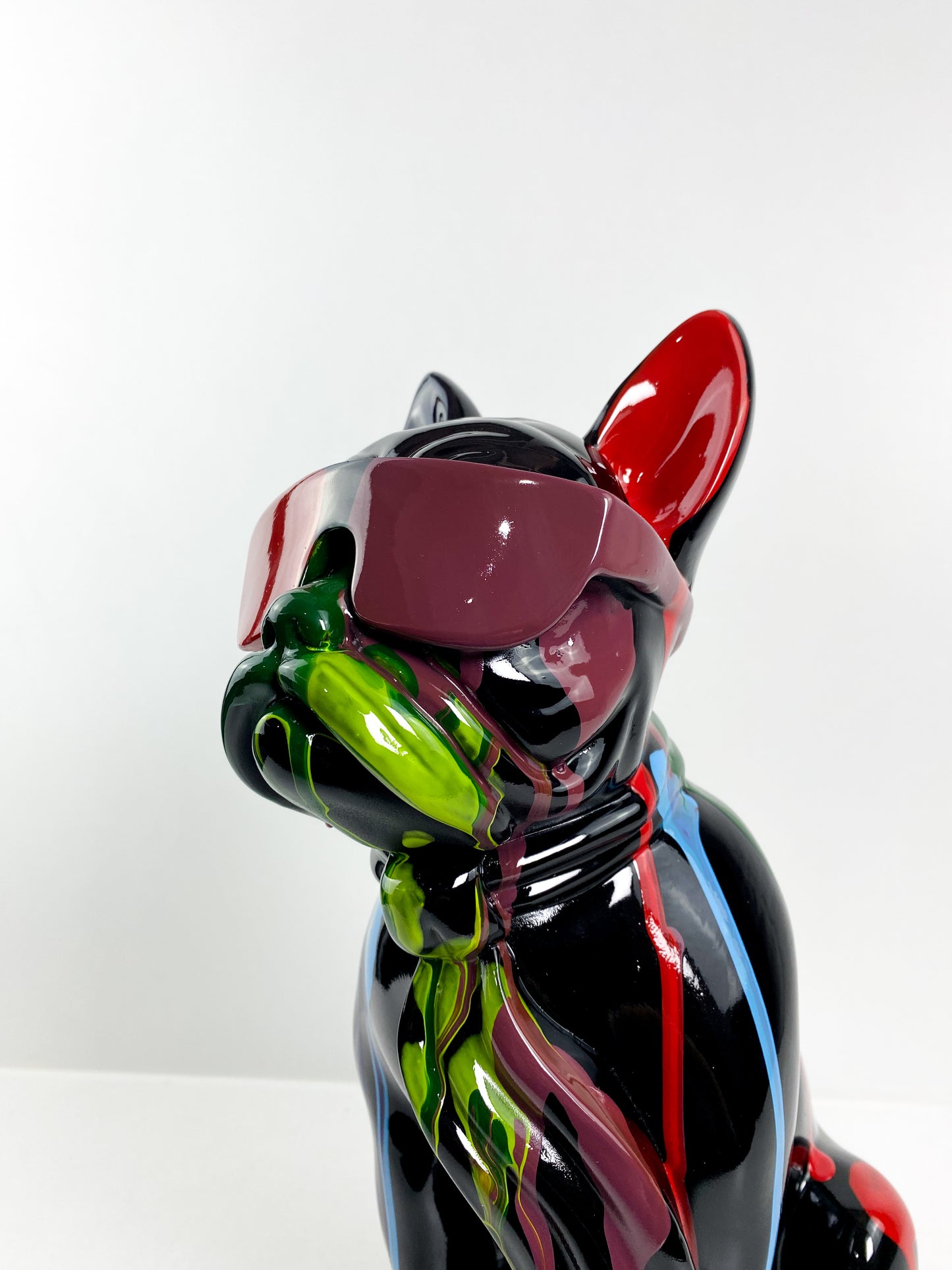 Grande Statue décorative en résine peinte à la main - Motif bouledogue