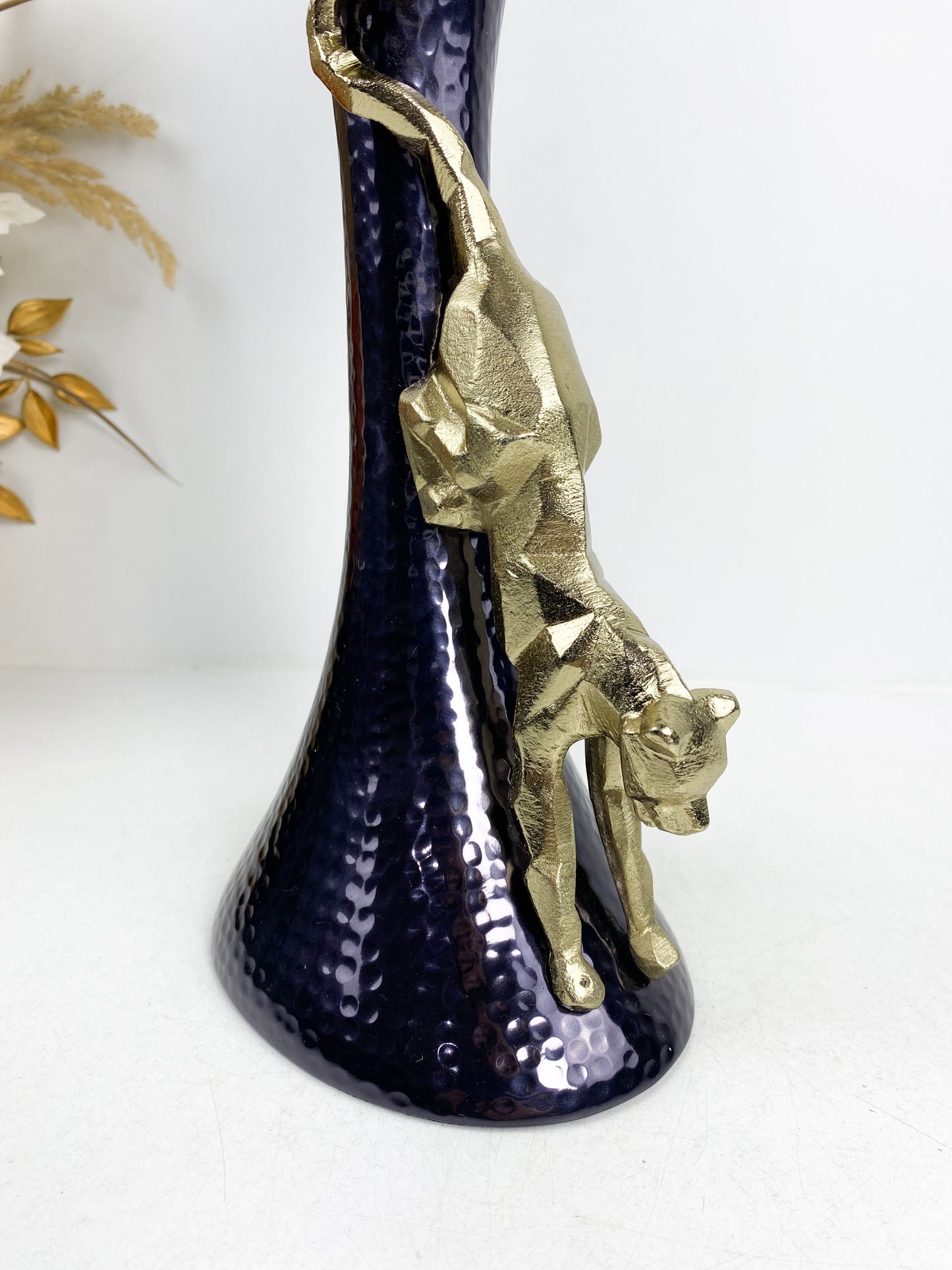 Bougeoir tigre doré en cuivre