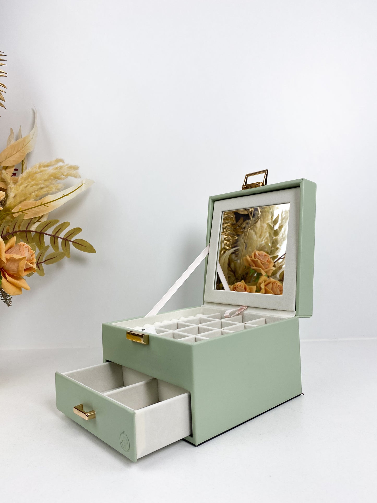 Boîte à bijoux portable en cuir de grande capacité, boîte de rangement