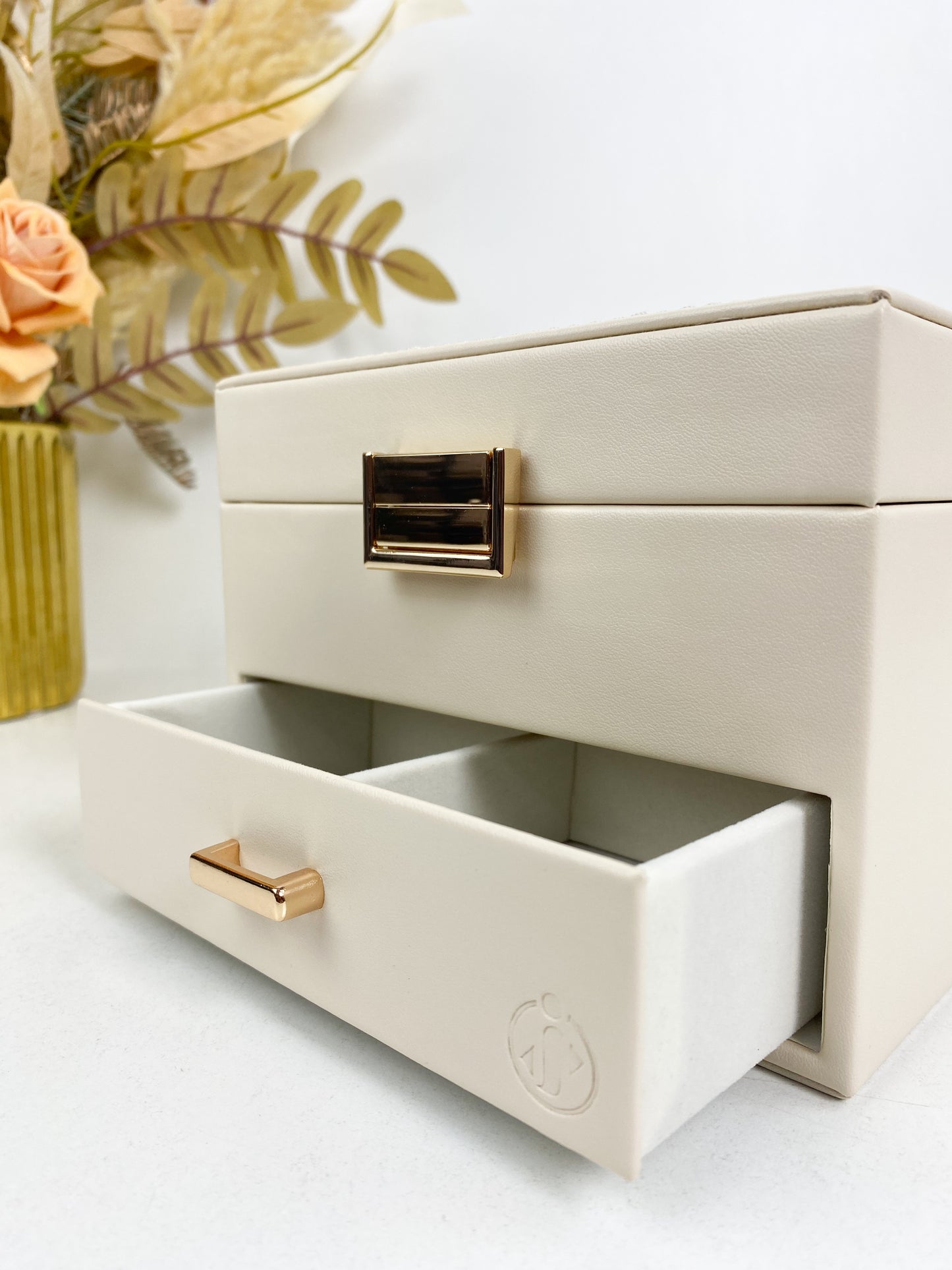 Boîte à bijoux portable en cuir de grande capacité, boîte de rangement multicouche