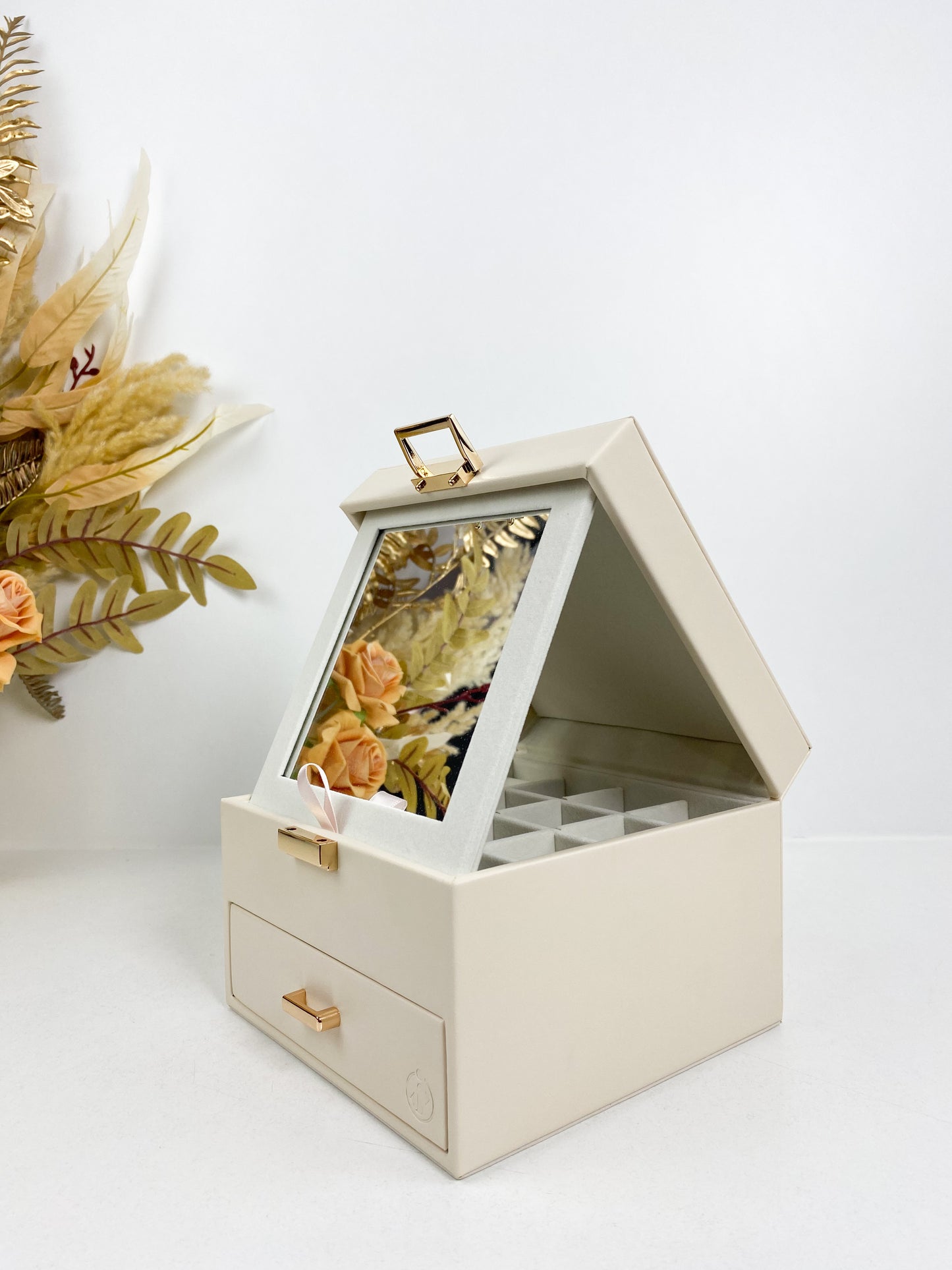 Boîte à bijoux portable en cuir de grande capacité, boîte de rangement multicouche
