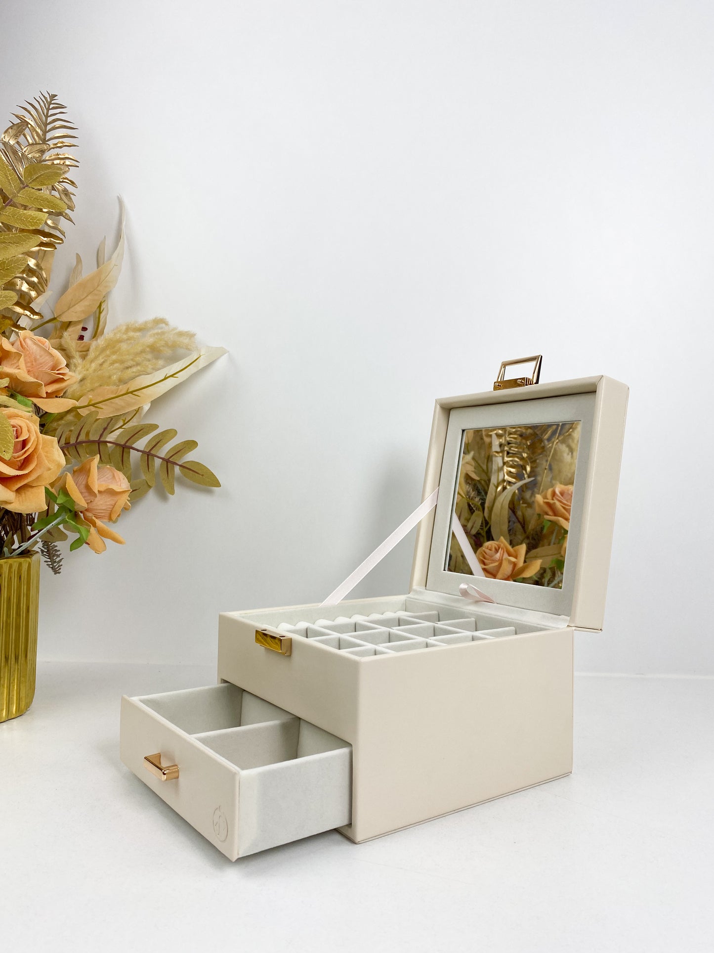 Boîte à bijoux portable en cuir de grande capacité, boîte de rangement multicouche