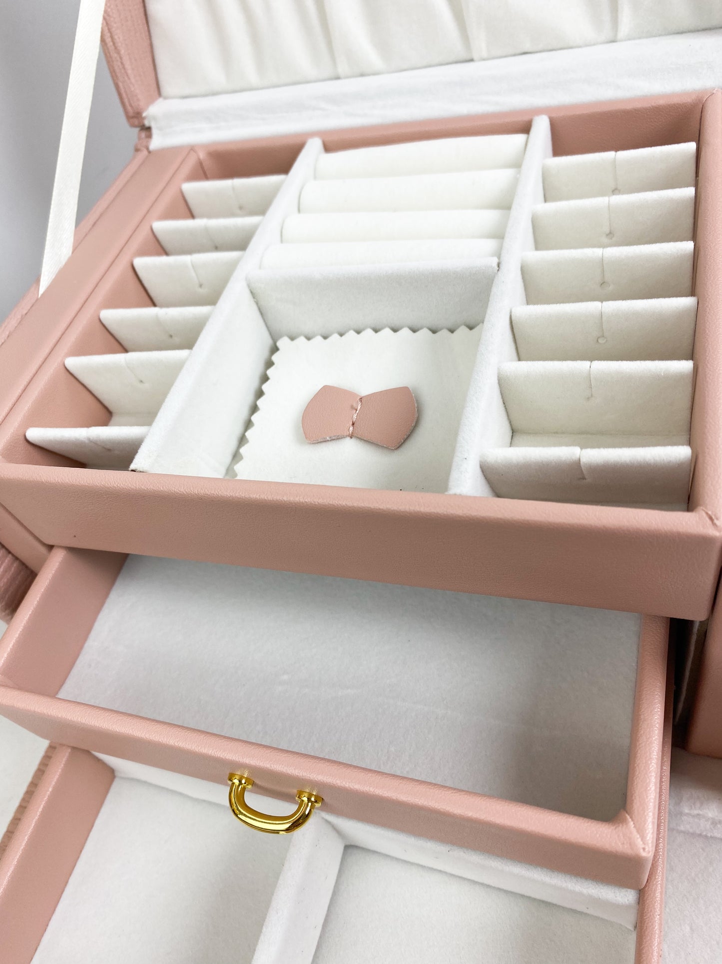Boite à bijoux portable de luxe avec miroir-Rose