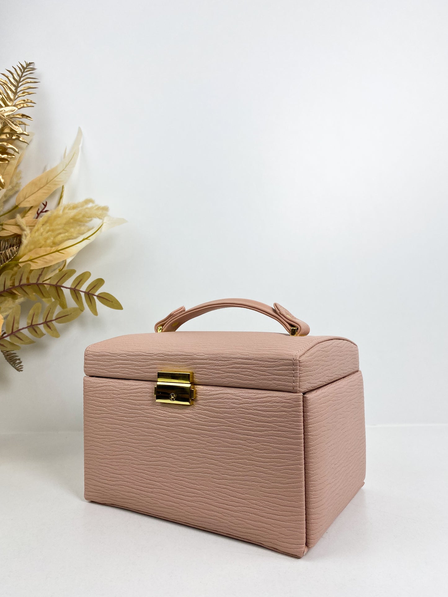 Boite à bijoux portable de luxe avec miroir-Rose