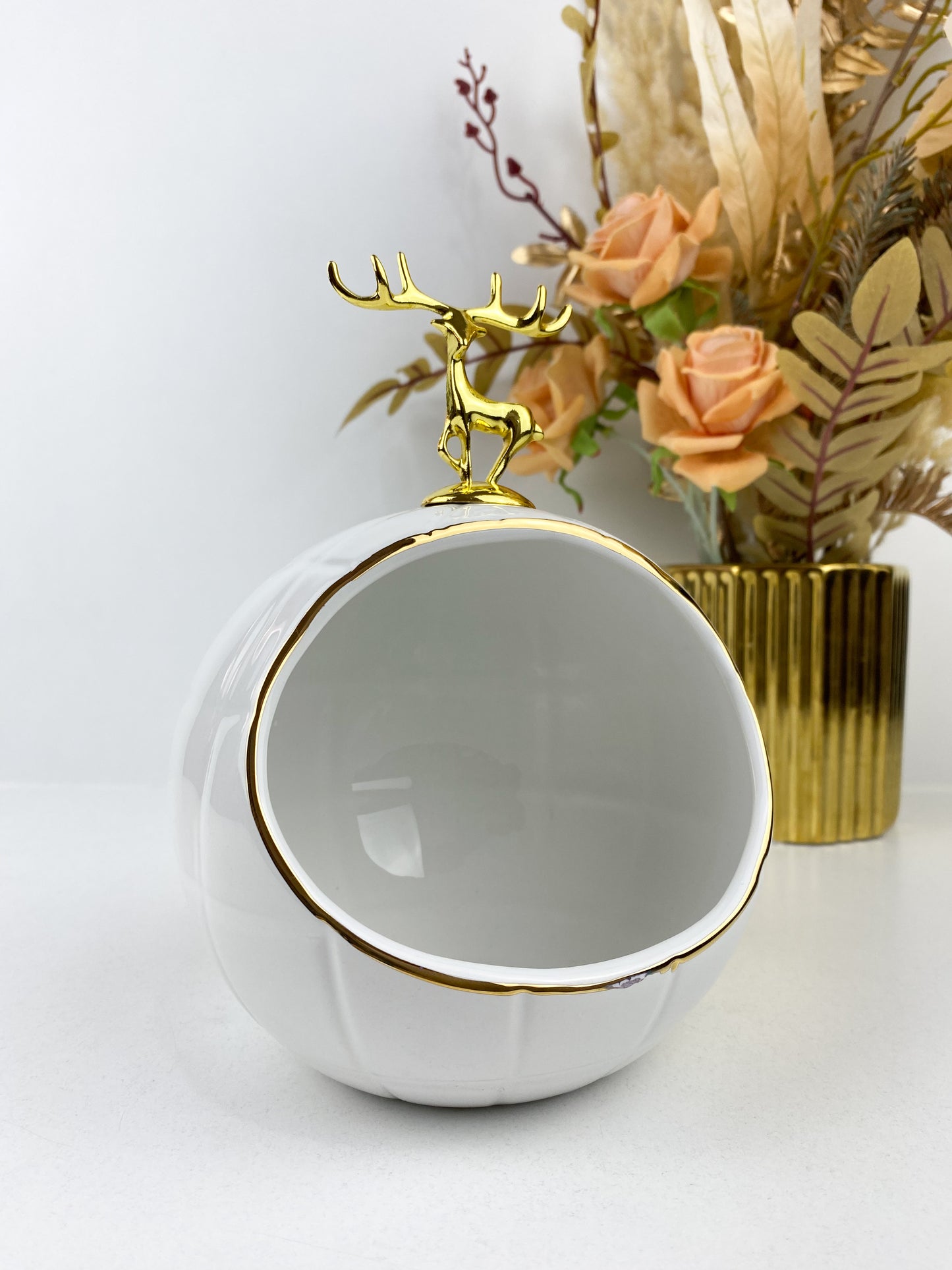 Vide poche ou porte bougie en Porcelaine blanc