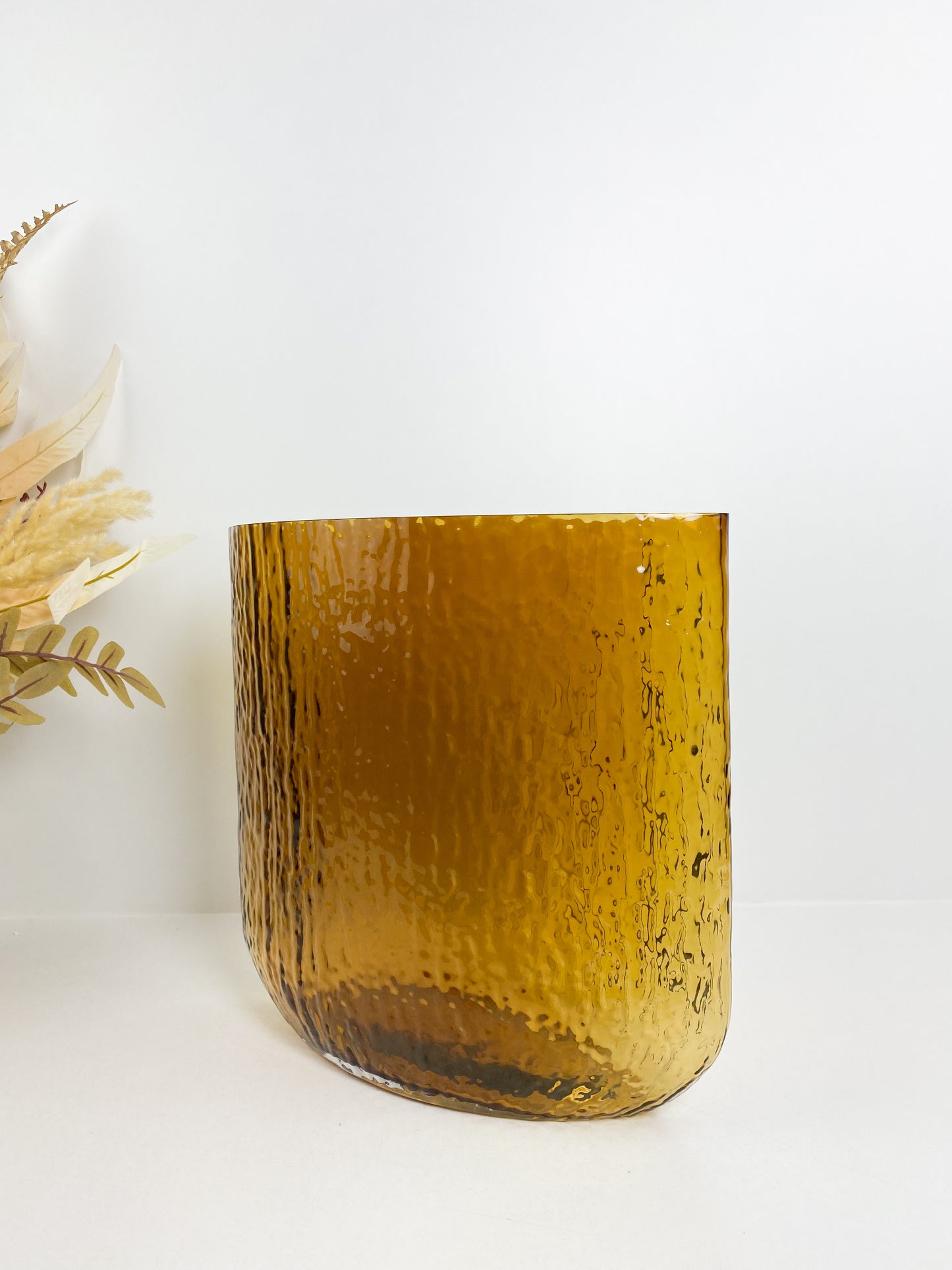 Duo Vase brun, vase de table, vase transparent pour fleurs séchées