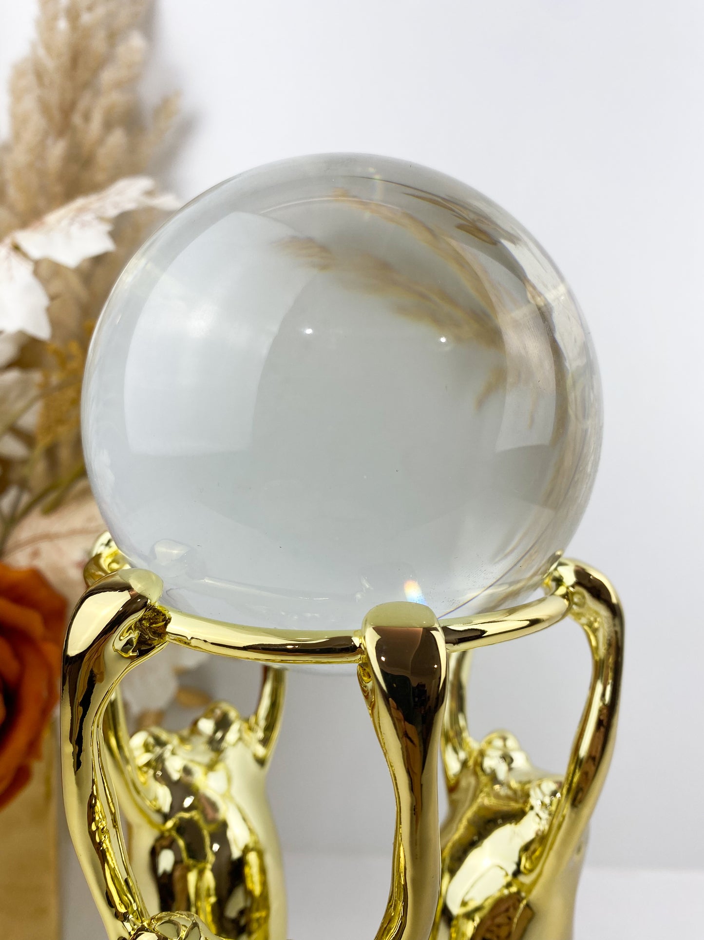 Sphère de cristal de guérison, statue moderne en métal