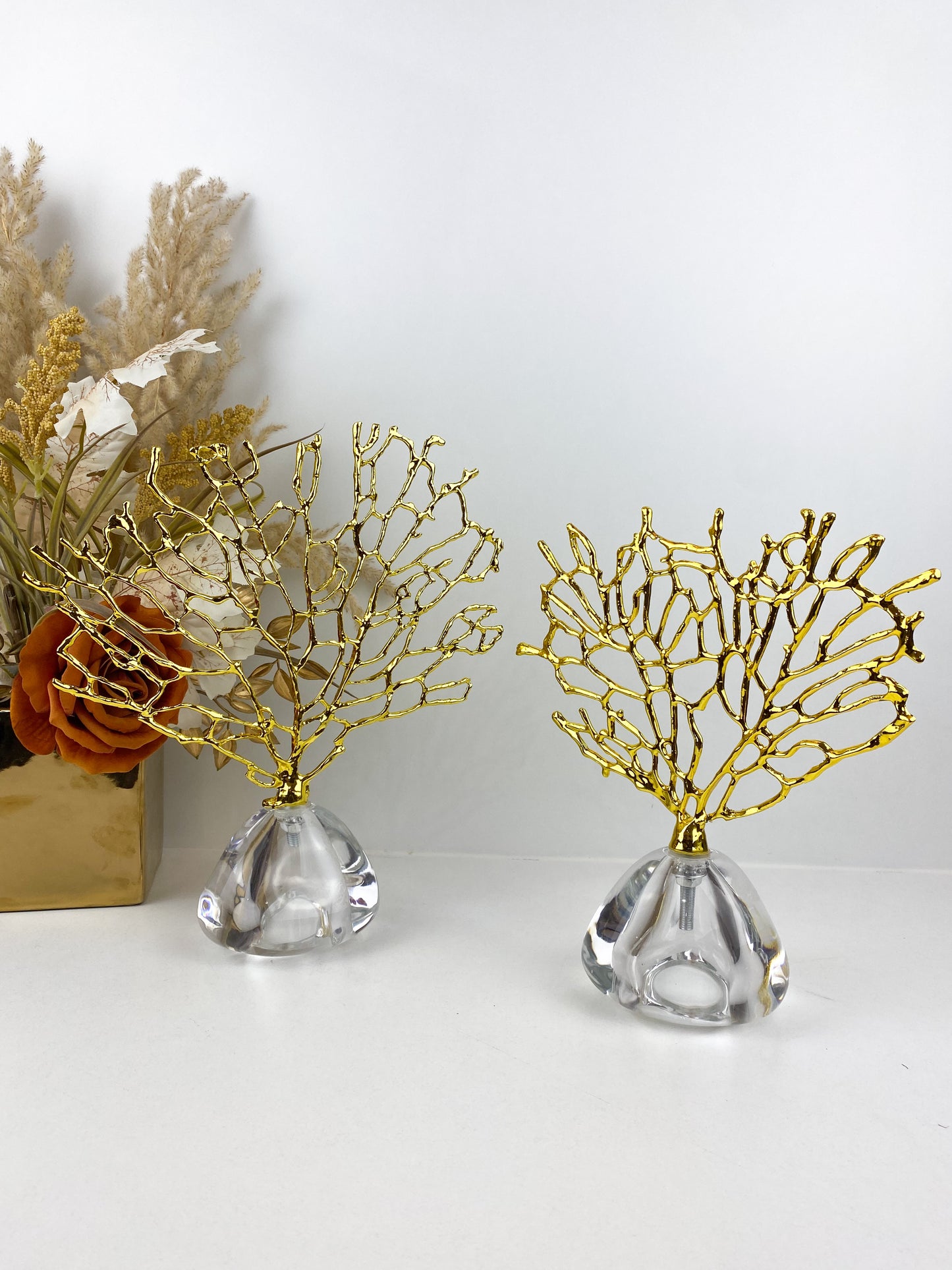 Décoration d'arbre corail en or