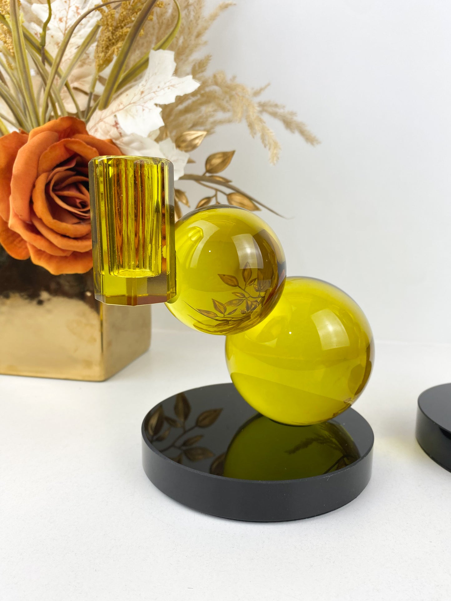 Support bougie chic boule Jaune