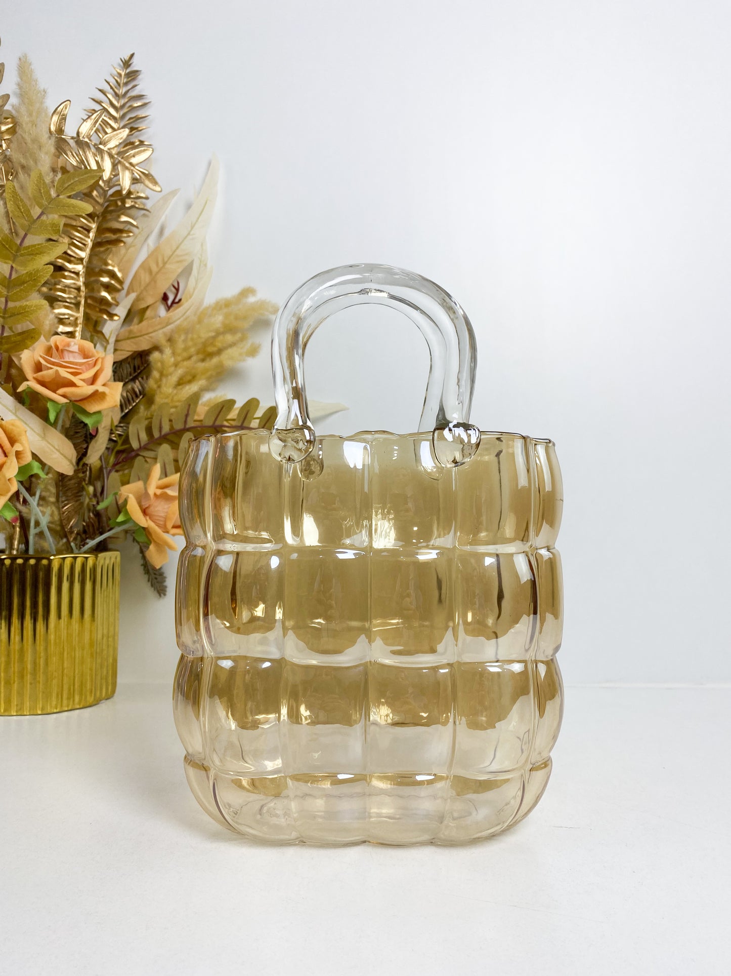 Sac vase fleur bronze