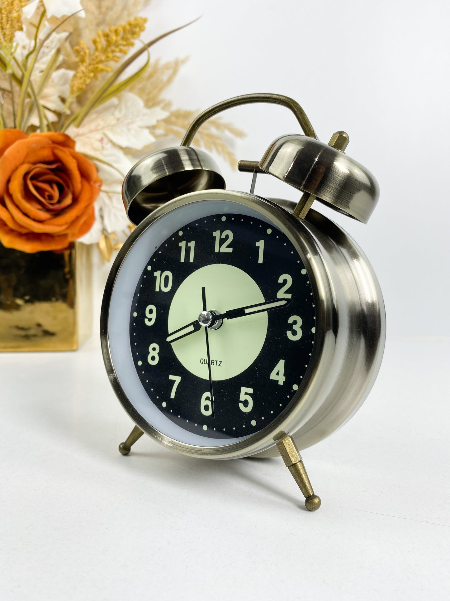 Réveil double cloche en métal super fort avec veilleuse ,silver