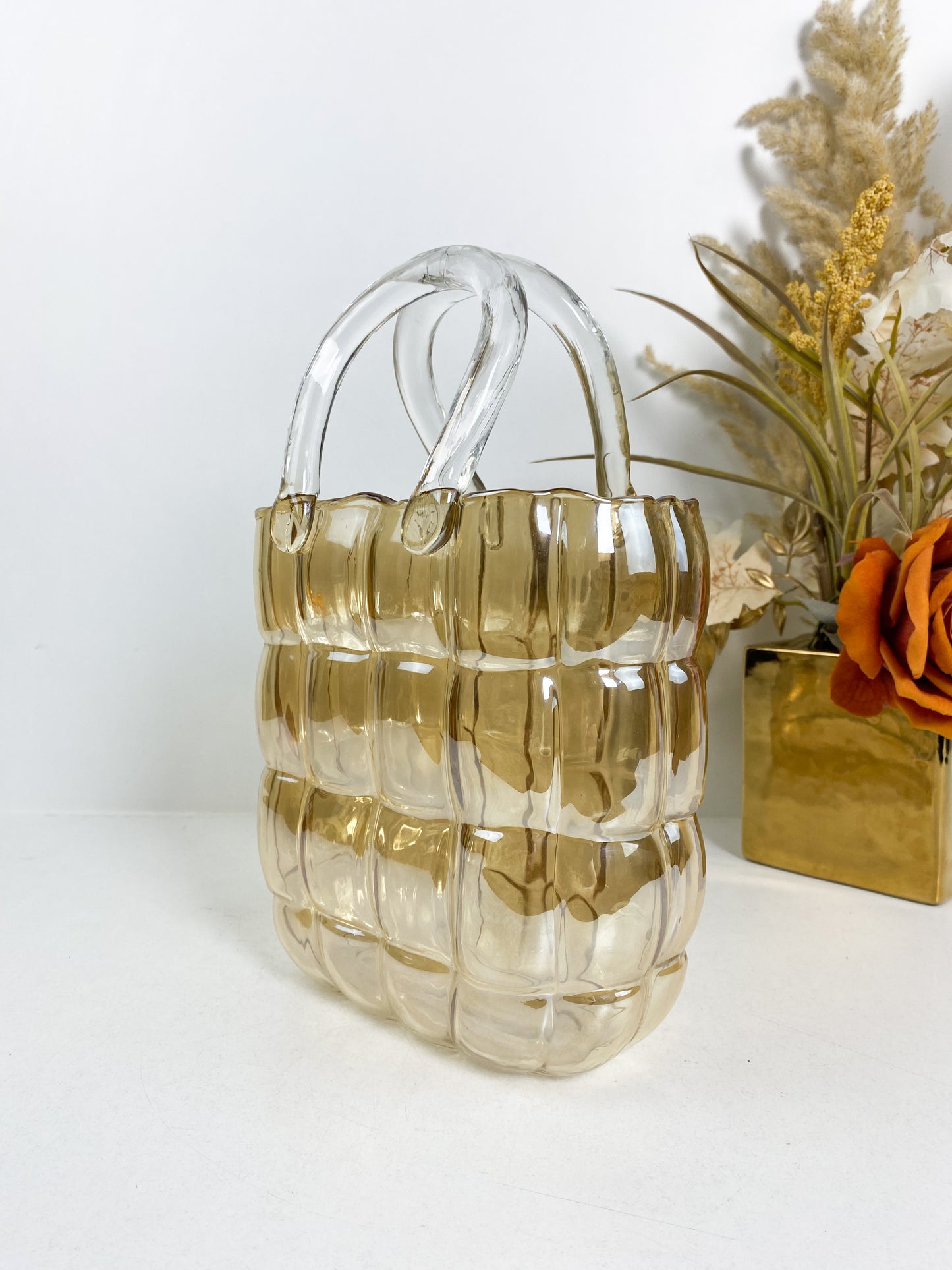 Sac vase fleur bronze