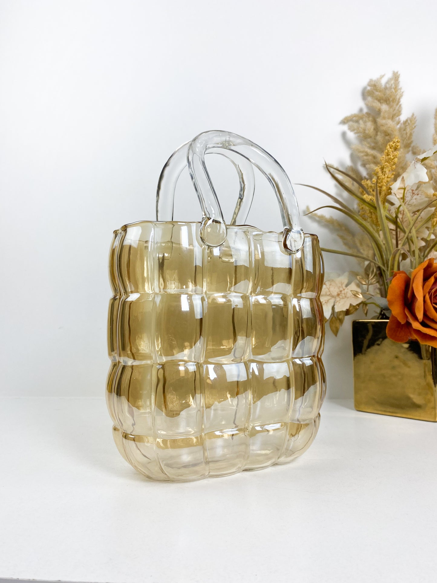 Sac vase fleur bronze