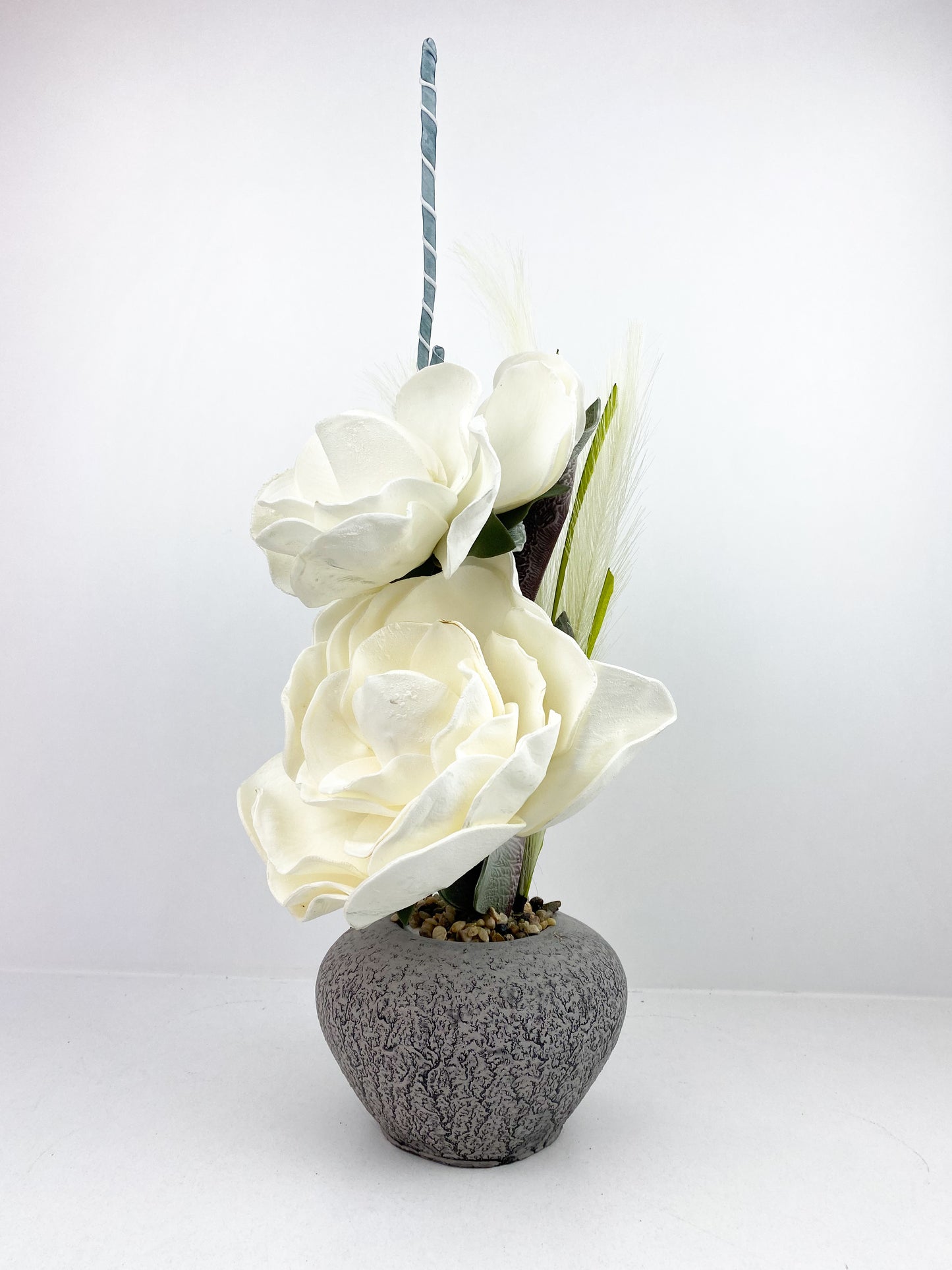 Fleur artificielle blanc avec vase en céramique pour décoration de maison