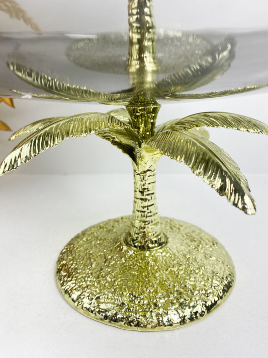 Présentoir palmier à gâteaux à deux étages gris clair de luxe, plateaux d'apéritifs